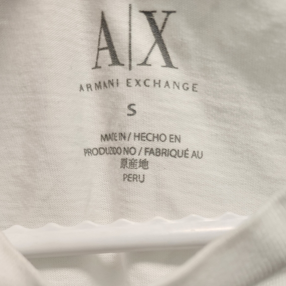 Armani exchange small white women's t shirt with rhinestones euc - Picture 3 of 3